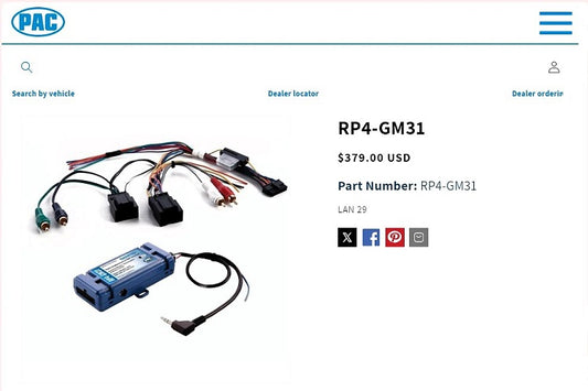 PAC RP4-GM31 RadioPRO4 Radio Replacement & Steering Wheel Control Interface for General Motors Vehicles with GM LAN 29-Bit Databus — view 2