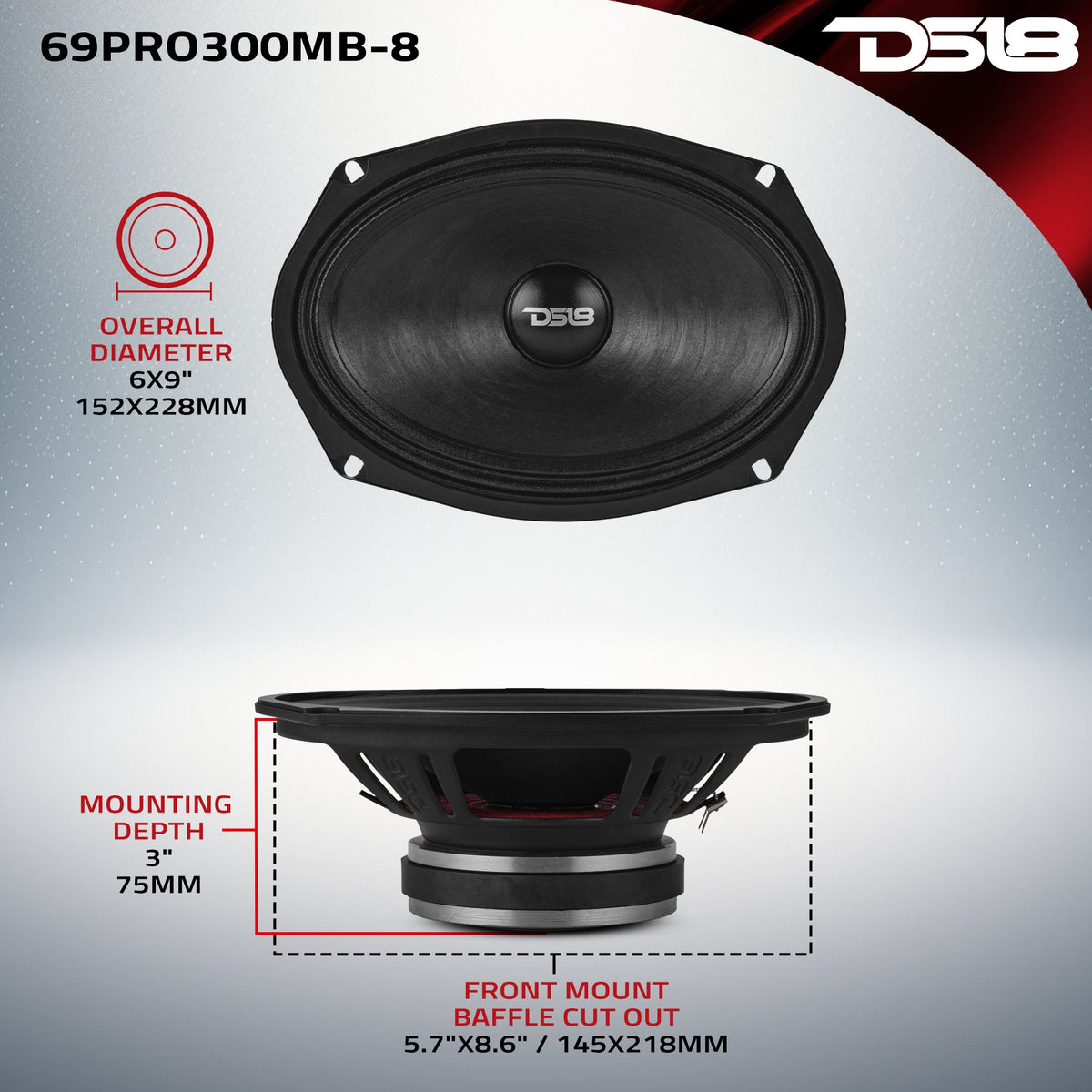 DS18 69PRO300MB-8 6x9" Mid-Bass — view 8