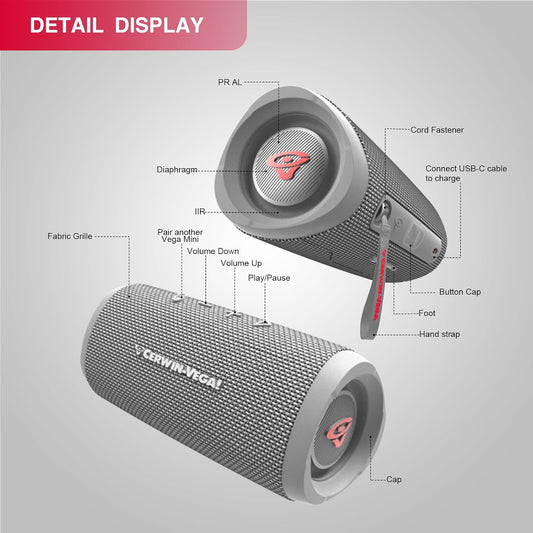 Cerwin-Vega! VMGRY VEGAMINI Portable Compact Bluetooth Speaker, Gray — view 2