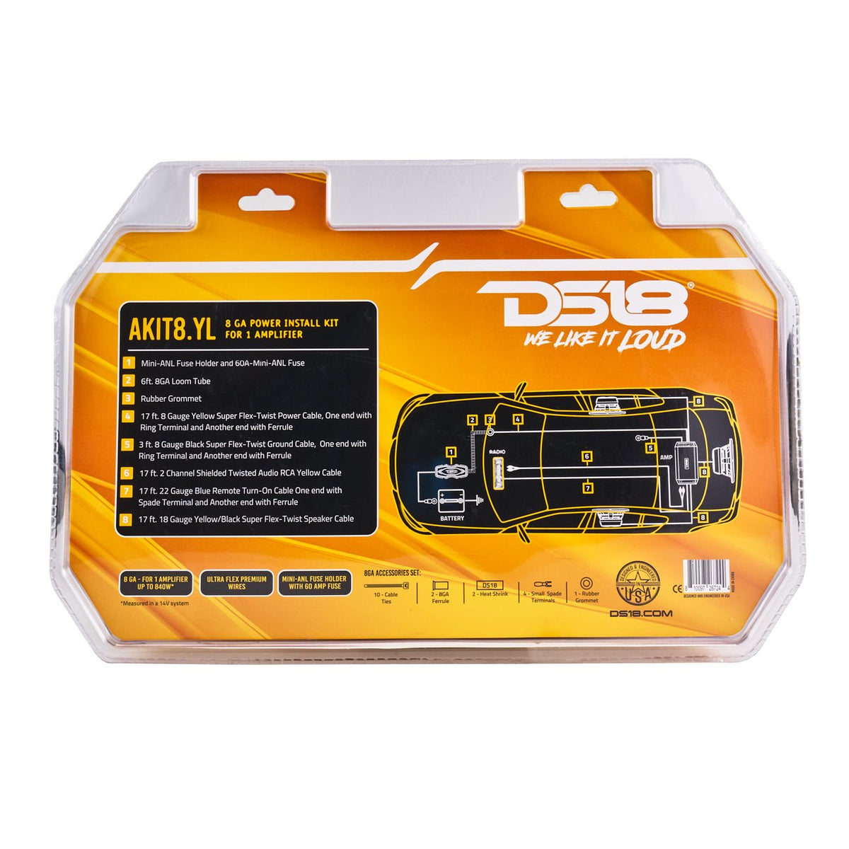 DS18 AKIT8.YL 8-GA Yellow SPEAKER WIRES OFC 100% COPPER SPEAKER WIRES — view 6