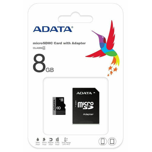 ADATA microSDHC Class 4 Card 8GB with Adapter (AUSDH8GCL4-RA1) — view 2
