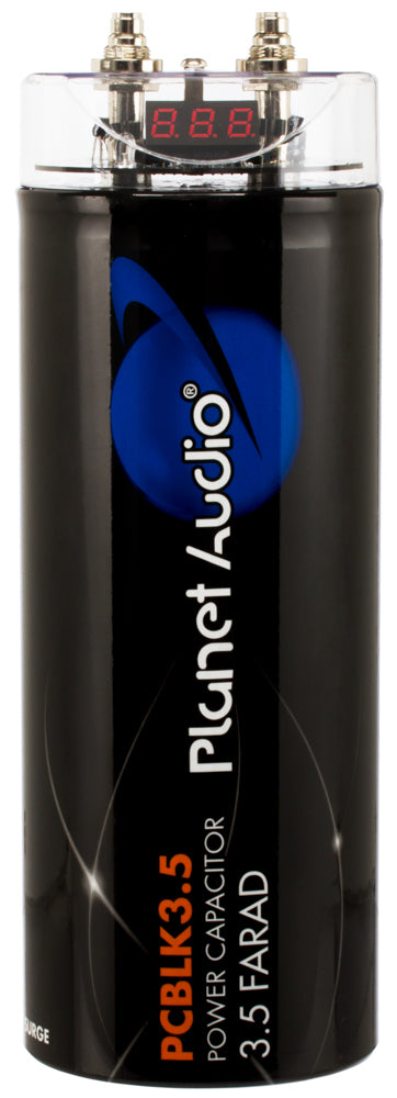 Planet Audio PCBLK3.5 Car Capacitor – 3.5 Farad, Energy Storage, Enhance Bass From Stereo, Warning Tones, LED Voltage Meter — view 1