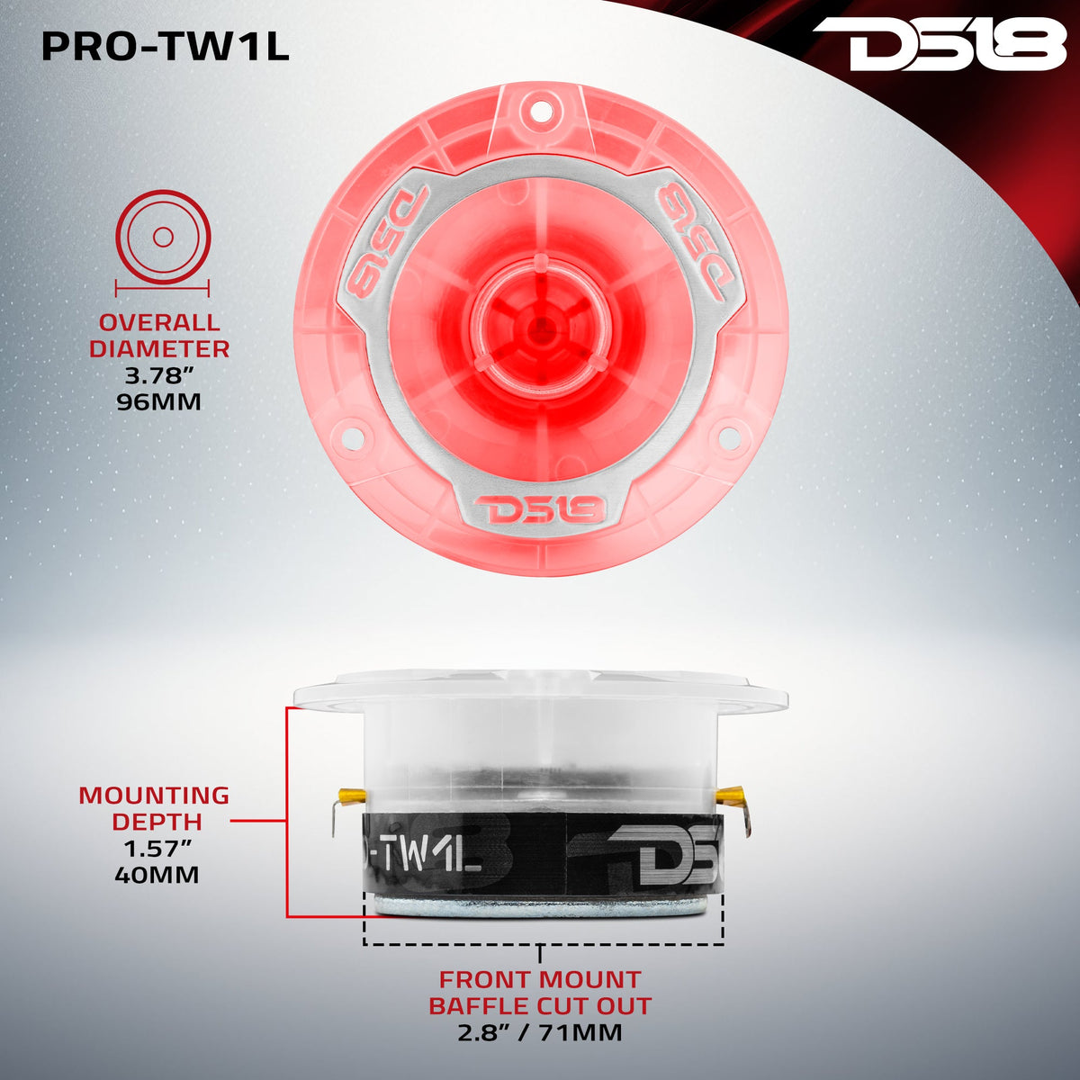 DS18 PRO-TW1L 3.8" RGB LED Lights FERRITE TWEETERS — view 7