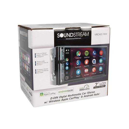 Soundstream VRCA2-74W 2-DIN Digital Multimedia Car Stereo w/ Wireless Apple Carplay & Android Auto — view 1