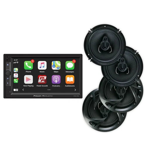 Power Acoustik Car Stereo Combo | Car Play/Android Auto Receiver & (4) 6.5" Speakers | 7" HD LCD with Capacitive Touchscreen & Bluetooth | Double Din | CPAAM7-S2 — view 5