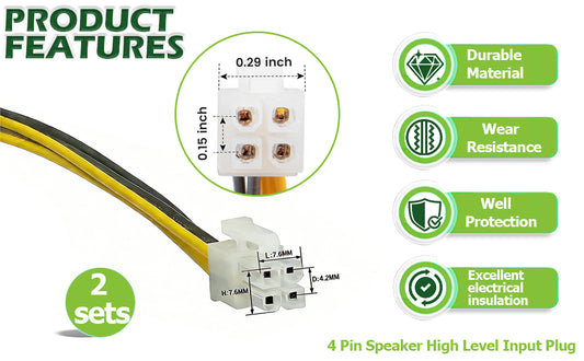 Aftermarket 4-PIN-SPEAKER-HIGH-LEVEL-INPUT-PLU 4-Pin Speaker High Level Input Plug for Car Amplifiers — view 1
