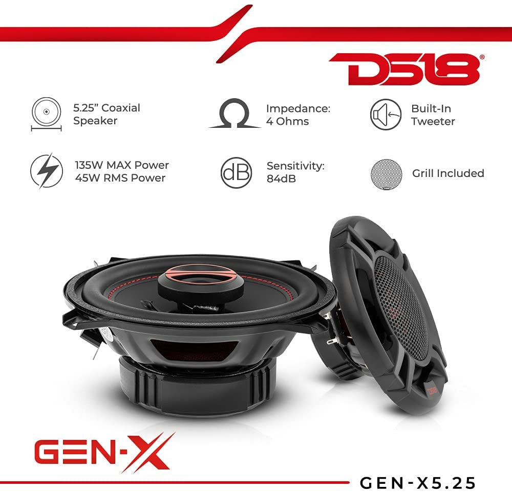 DS18 GEN-X5.25 GEN-X 5.25" 2-Way Coaxial Speakers 45 Watts Rms 4-Ohm — view 1