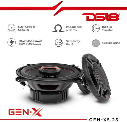 DS18 GEN-X5.25 GEN-X 5.25" 2-Way Coaxial Speakers 45 Watts Rms 4-Ohm — view 1