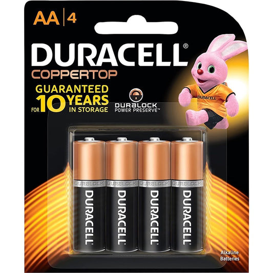 Duracell MN1500B4 Coppertop AA Alkaline Battery with POWER BOOST™, 4 Pack — view 1