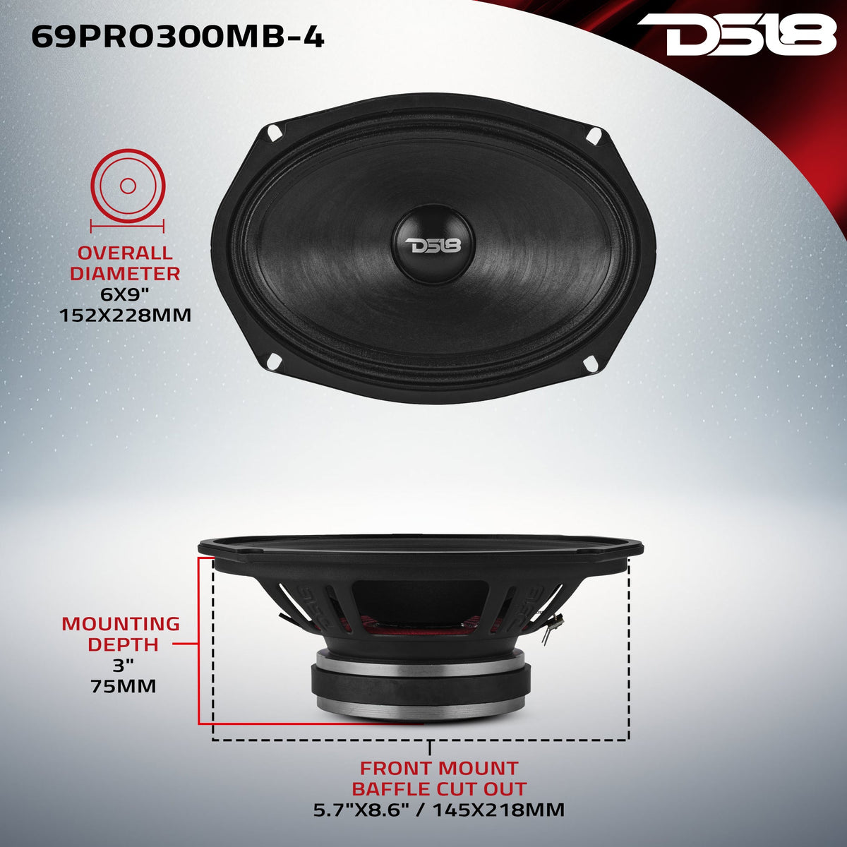 DS18 69PRO300MB-4 6x9" Mid-Bass — view 8
