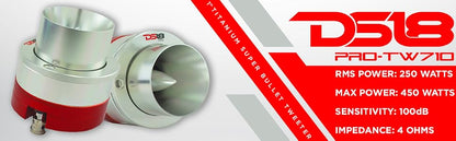 DS18 PRO-TW710 1" Pro Aluminum High Compression Neodymium Super Bullet Tweeter — view 2