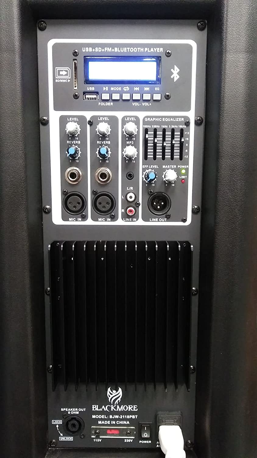 Blackmore Pro Audio BJW-2118PBT Dual 15" 3900W Portable PA Speaker with Bluetooth — view 6