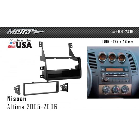 Metra 99-7419 Single DIN Installation Kit for 2005-2006 Nissan Altima Vehicles without Navigation (Black) — view 2
