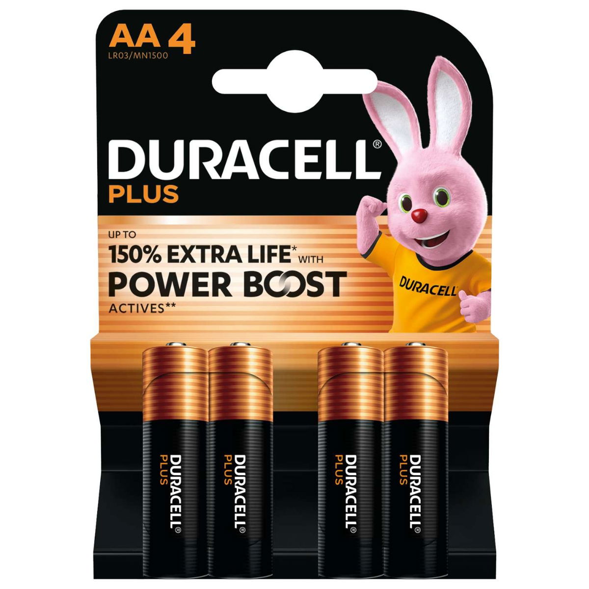 Duracell MN1500B4 Coppertop AA Alkaline Battery with POWER BOOST™, 4 Pack — view 3