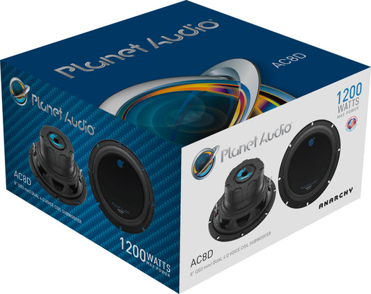 Planet Audio AC8D Anarchy - 8" DUAL Voice Coil (4 Ohm) 1200W Subwoofer — view 2