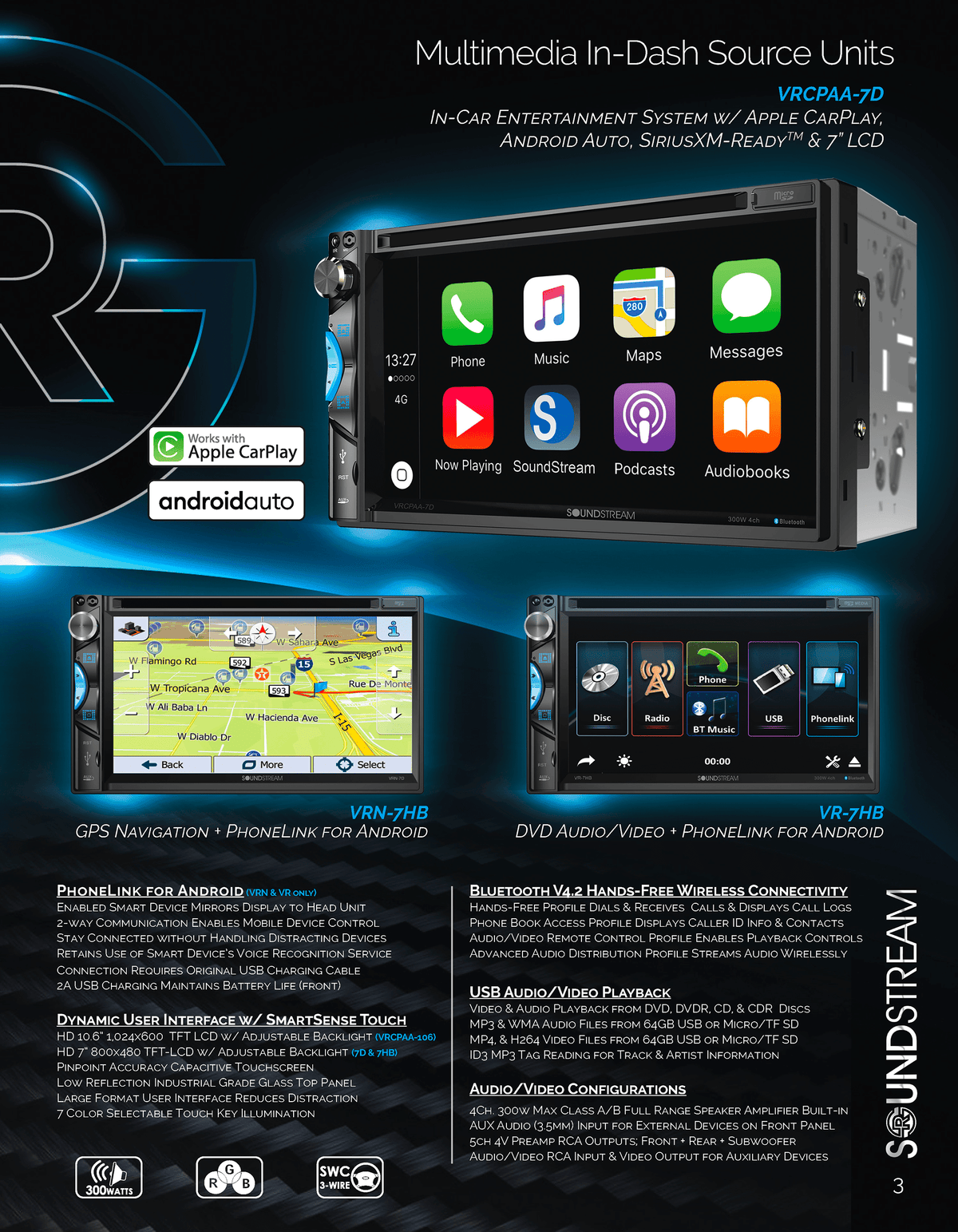 Soundstream VR-7HB Reserve 7" DVD Multimedia Source Unit w/ Android PhoneLink — view 3