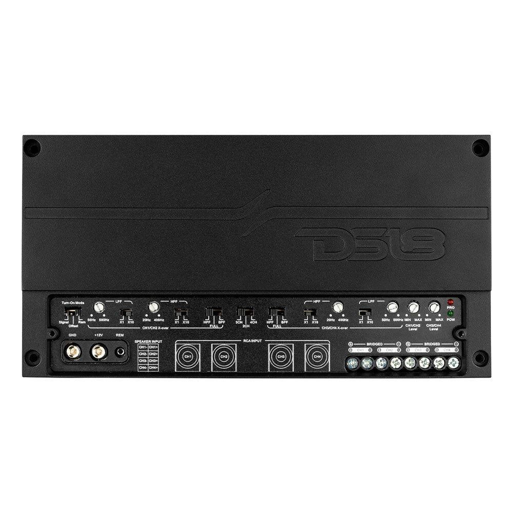 DS18 DX4 Deluxe 4-Channel Compact Class D Amplifier 4 X 150 Watts Rms @ 4-Ohm — view 2