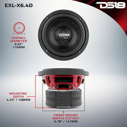 DS18 EXL-X6.4D EXL-X 6.5" Subwoofer 400 Watts Rms DVC 4-Ohms — view 5
