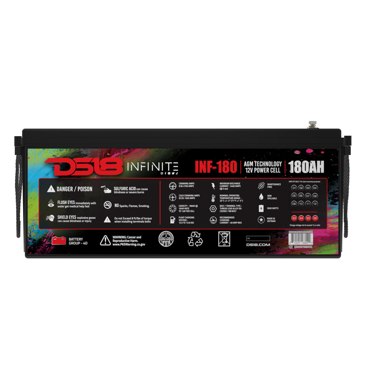 DS18 INF-180 5000 Watts 180 AH MOTORCYCLE SPEAKERS AMPLIFIED HANDLEBAR-MOUNT — view 4