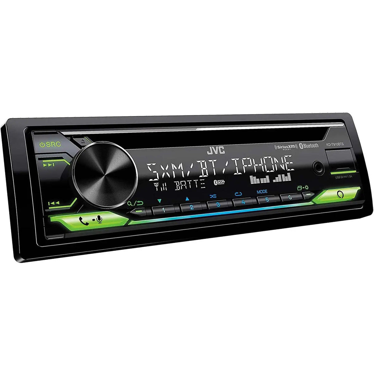 JVC KD-T910BTS Single DIN In-Dash CD Receiver with Bluetooth, Amazon Alexa, USB, AUX, and SiriusXM Ready — view 1