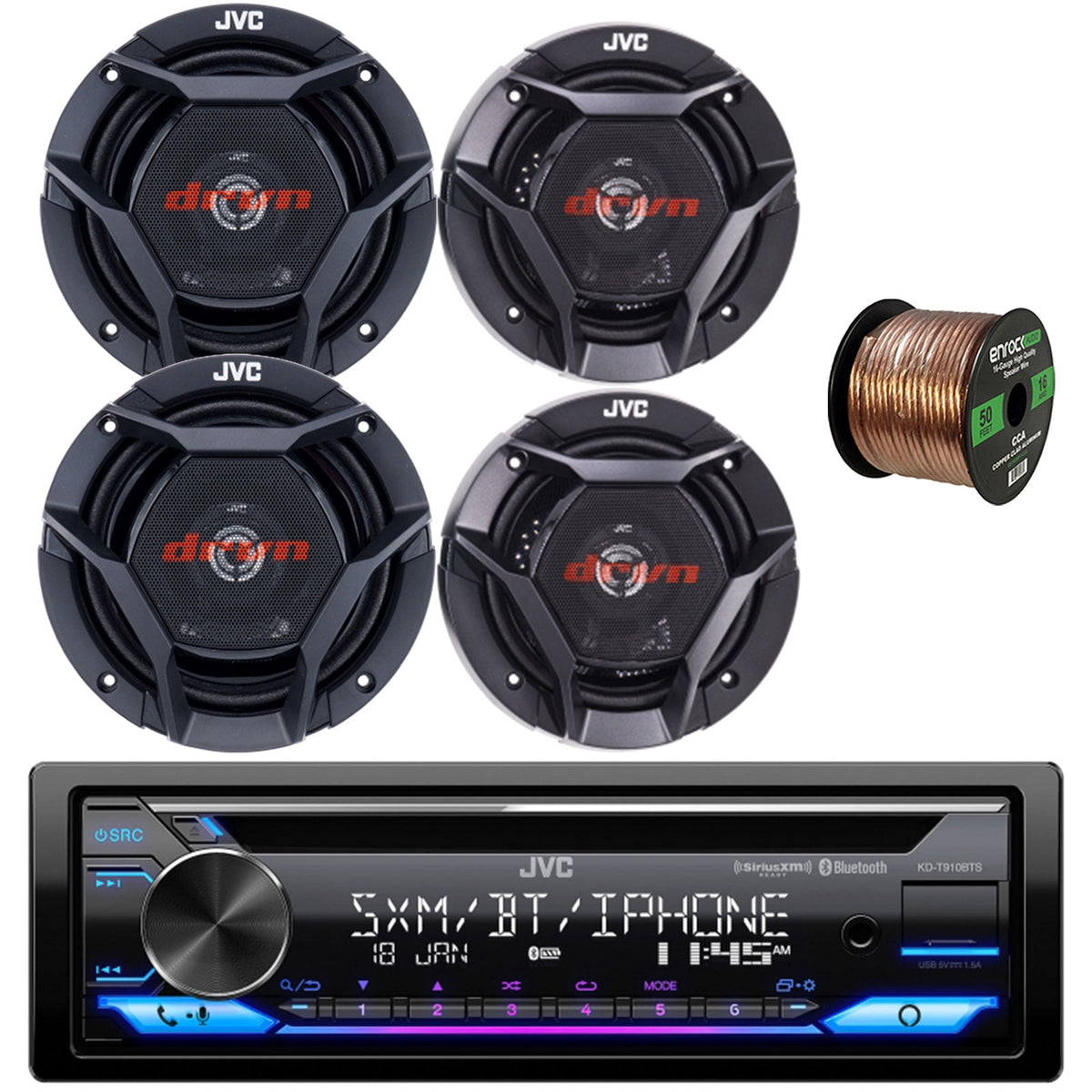JVC KD-T910BTS Single DIN In-Dash CD Receiver with Bluetooth, Amazon Alexa, USB, AUX, and SiriusXM Ready — view 2