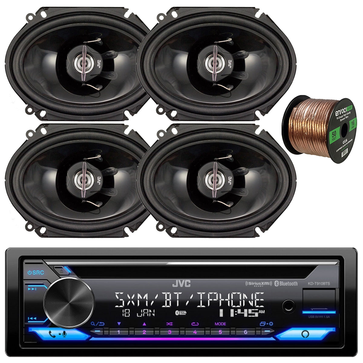JVC KD-T910BTS Single DIN In-Dash CD Receiver with Bluetooth, Amazon Alexa, USB, AUX, and SiriusXM Ready — view 3