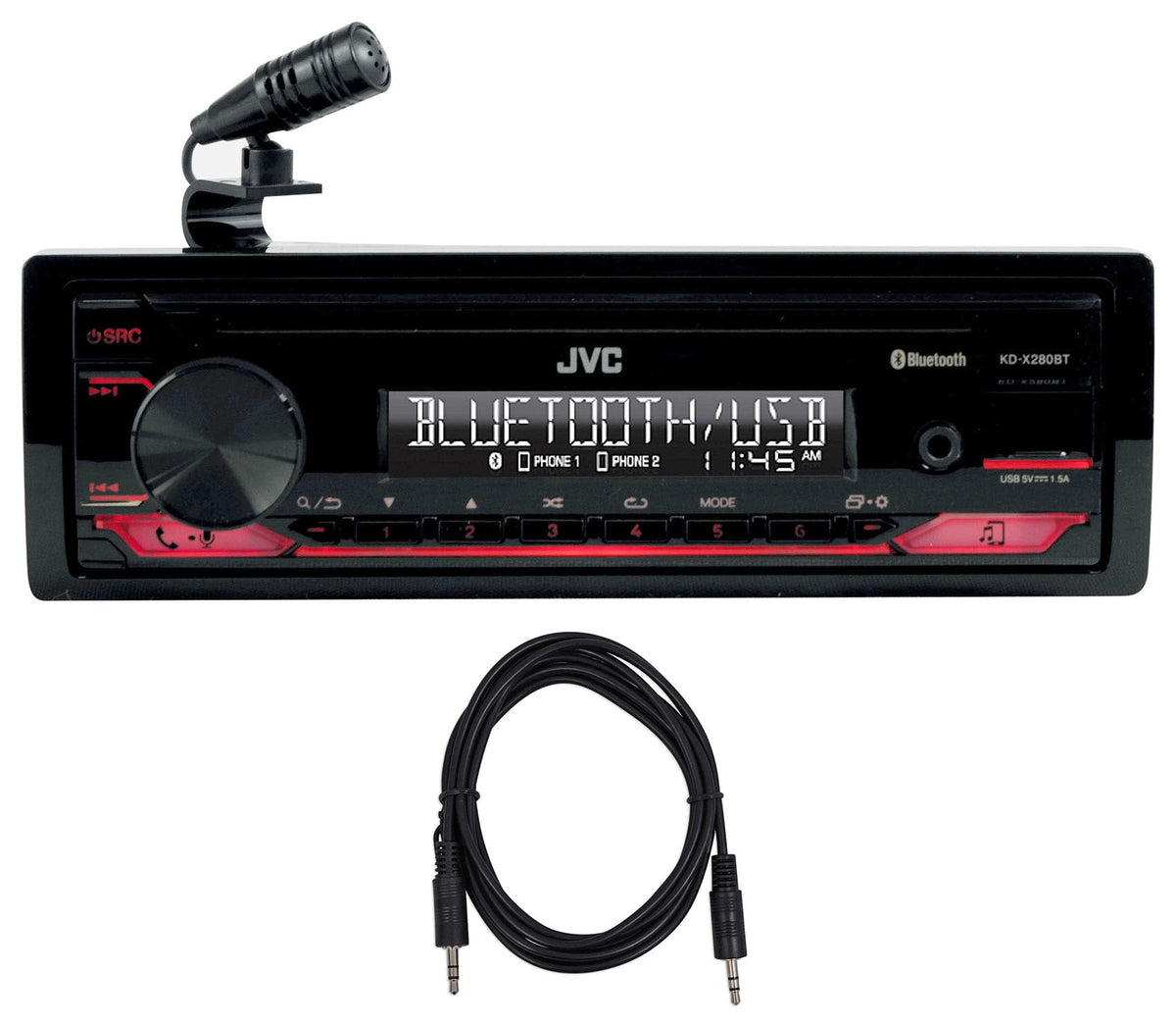 JVC KD-X280BT Digital Media Receiver featuring Bluetooth® / USB / 13-Band EQ / JVC Remote App Compatibility — view 4