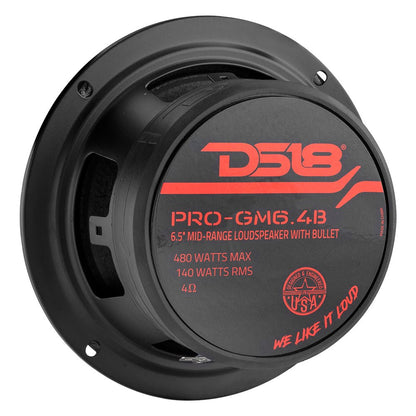 DS18 PRO-GM6.4B PRO 6.5" Mid-Range Loudspeaker with Bullet | 140W RMS 4-Ohm — view 1