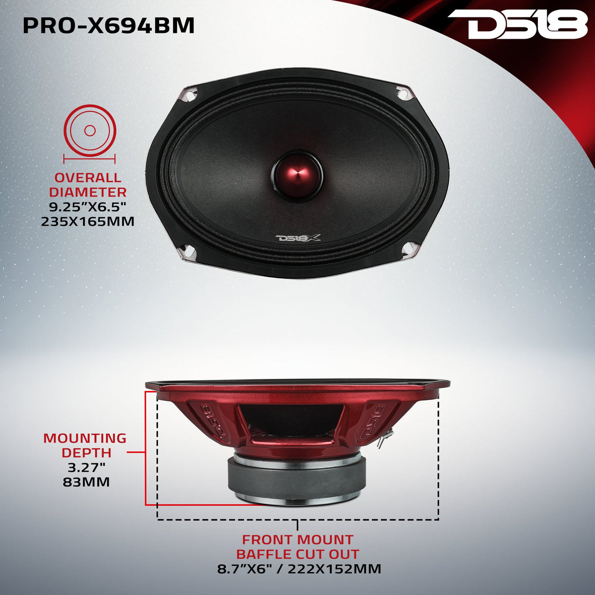 DS18 PRO-X694BM 6x9" Mid-Range — view 7