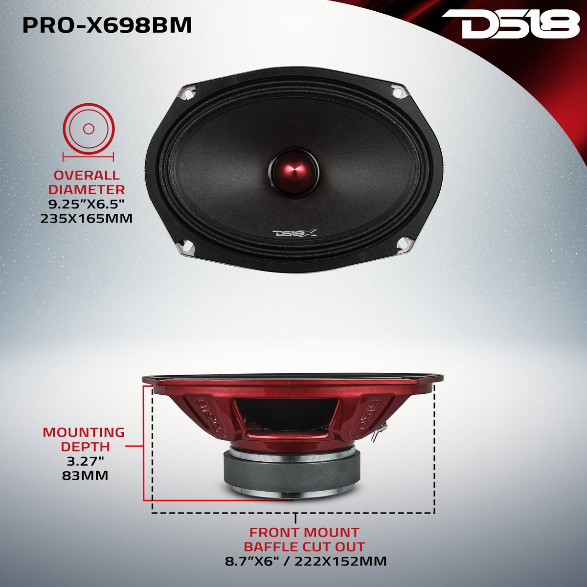 DS18 PRO-X698BM 6x9" Mid-Range — view 10