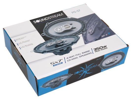 Soundstream PS-57 | 5x7" 4-Way Full Range Coaxial Speakers 350W (Pair)