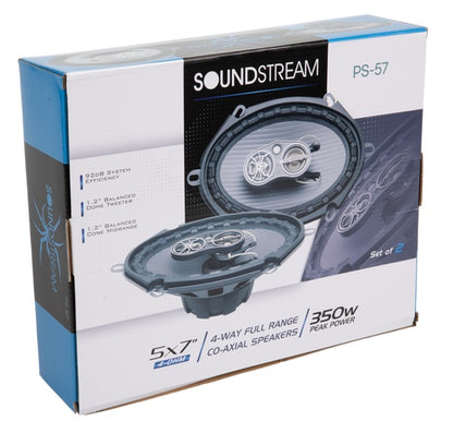 Soundstream PS-57 | 5x7" 4-Way Full Range Coaxial Speakers 350W (Pair)