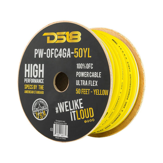 DS18 PW-OFC4GA-50YL 4-GA Yellow CCA POWER WIRES CCA POWER AND GROUND WIRES