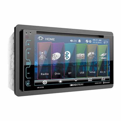 Soundstream VR-65B | 6.2” Double DIN DVD/CD/Bluetooth Car Receiver with RGB Illumination, Capacitive Touch, and 300W 4-Channel Amplifier — view 3