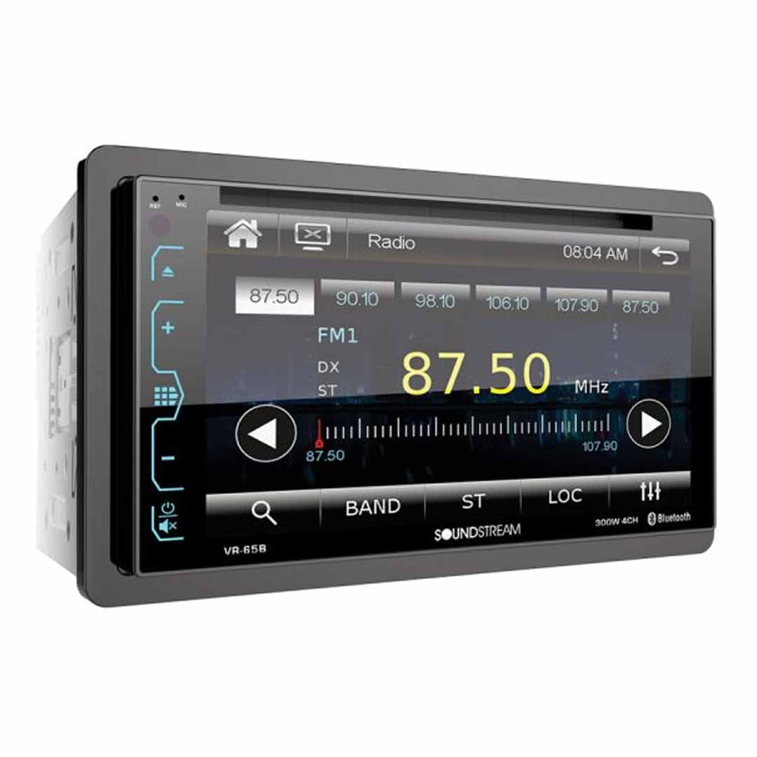 Soundstream VR-65B | 6.2” Double DIN DVD/CD/Bluetooth Car Receiver with RGB Illumination, Capacitive Touch, and 300W 4-Channel Amplifier — view 2
