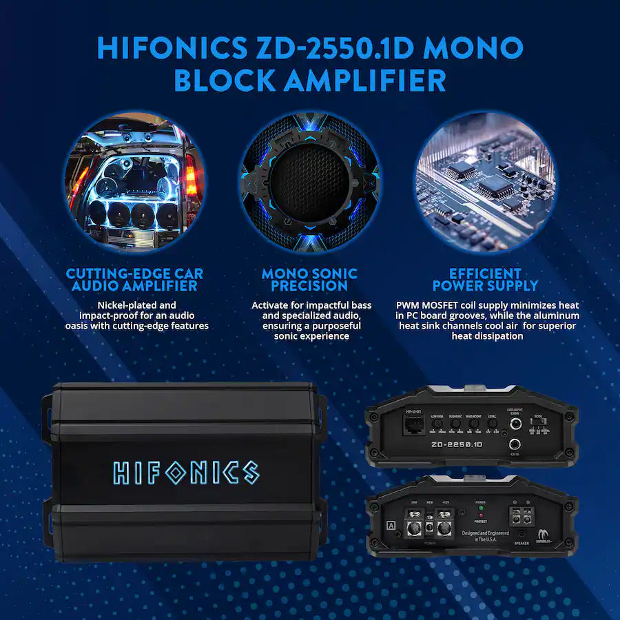 Hifonics Zeus Delta 2550 Watt Mono Block Mobile Car Amplifier, ZD-2550.1D — view 1