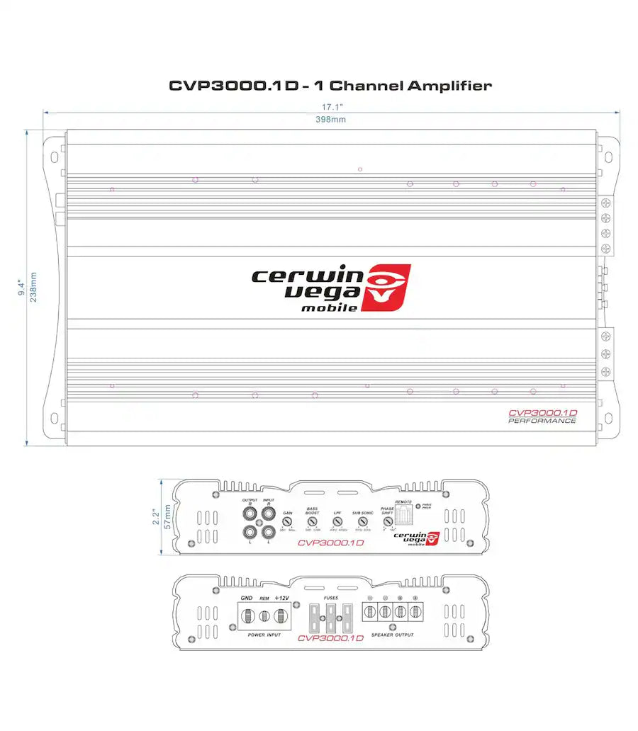 Cerwin Vega CVP3000.1D 1-Channel CVP Series Class AB Monoblock Amplifier - CVP3000.1D — view 4