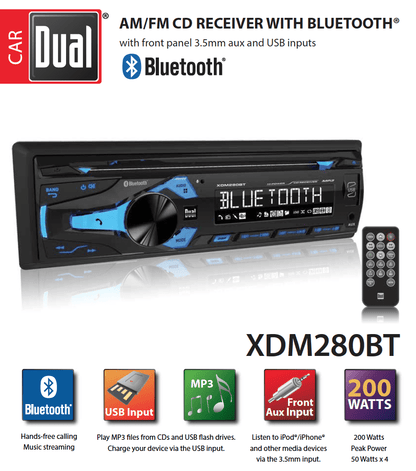Dual Electronics XDM280BT Single-DIN In-Dash CD Receiver with Bluetooth — view 2