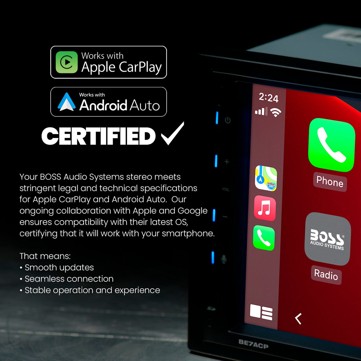 BOSS Audio Systems BCP62-RC Car Stereo - Apple Car