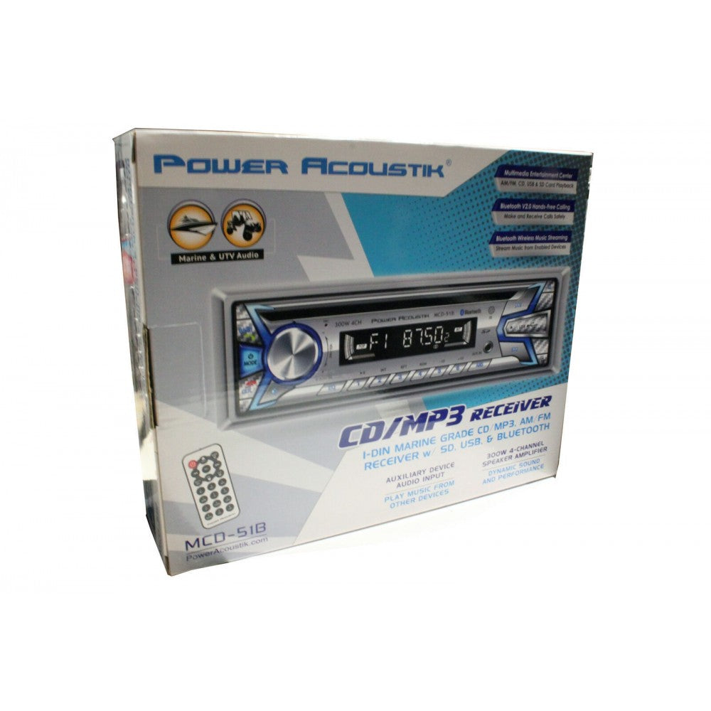 Power Acoustik MCD-51B | Din in-Dash Marine Grade CD/MP3, AM/FM Receiver with SD, USB & Bluetooth — view 2