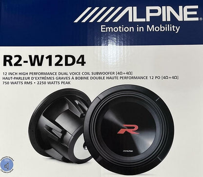 Alpine R2-W12D4 NEXT-GENERATION 12 INCH R-SERIES SUBWOOFER WITH DUAL 4-Ohm VOICE COILS — view 2