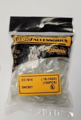 Xscorpion CC1614-1 Closed End Crimp Cap Gauge Wire Connector Terminal 1000/bag, Clear — view 1