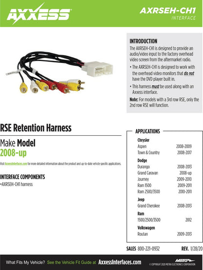 Axxess AXRSEH-CH1 Entertainment Retention Harness - Fits Chrysler 2008-2020 — view 3
